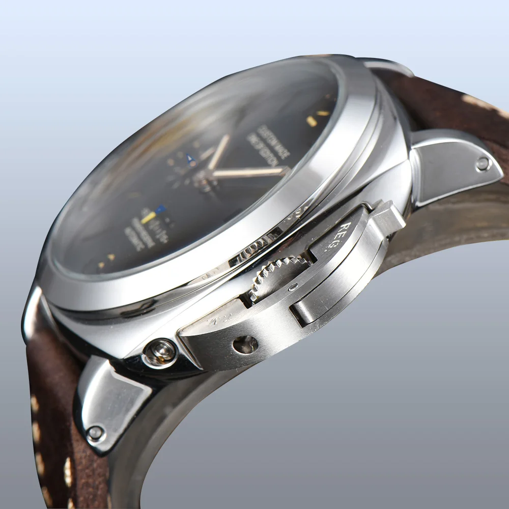 Часы Parnis с автоматическим намоткой запаса мощности 47 мм из нержавеющей стали