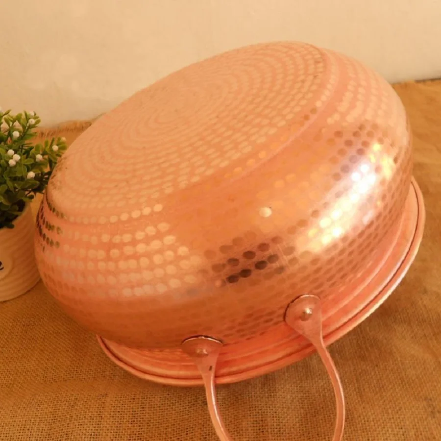 Кастрюля из чистой меди с двойной ручкой паровой суп фиолетовая глубокая