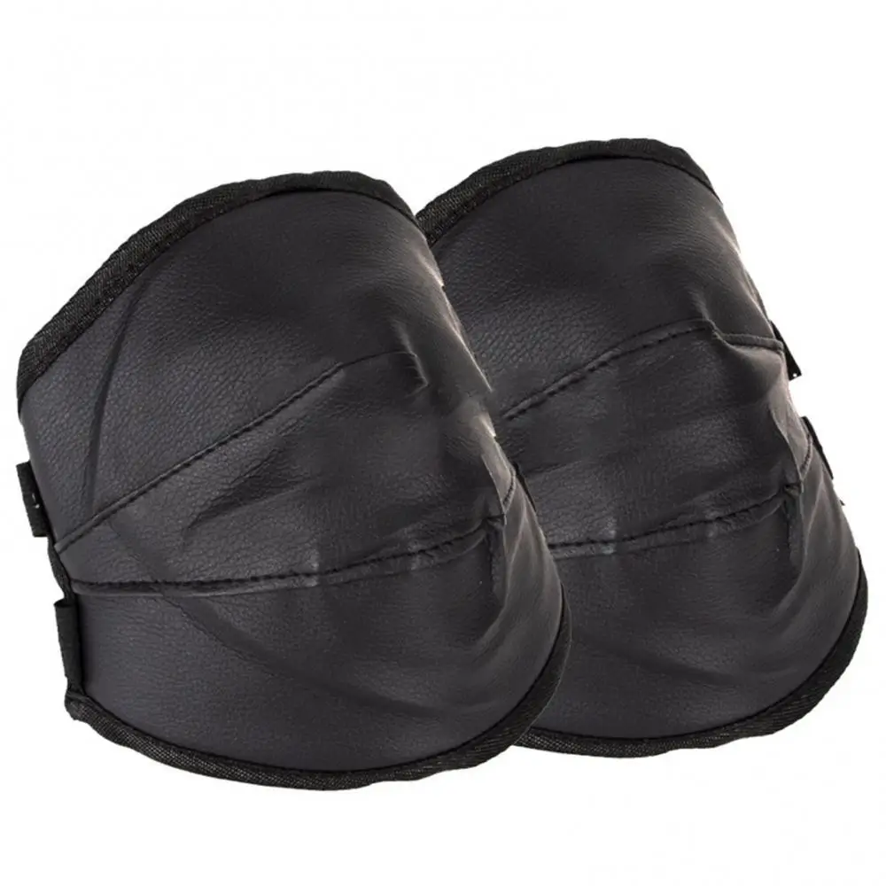 

2Pcs Solid Color Faux Leather Knee Pads Protective Cover Protective Equipment