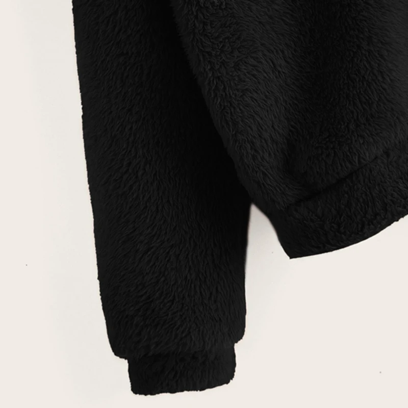 SHEIN Однотонный Свитшот С Капюшоном Модная Толстовка Тедди С Длинным Рукавом