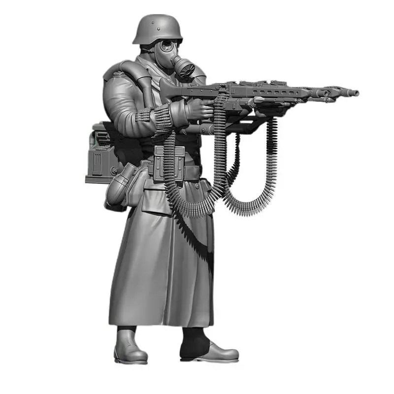 1/35 супер война немецкий супер двойной пистолет солдат полимерная модель мальчик моделирование военная игра модель игрушка противогаз двойной пулемет