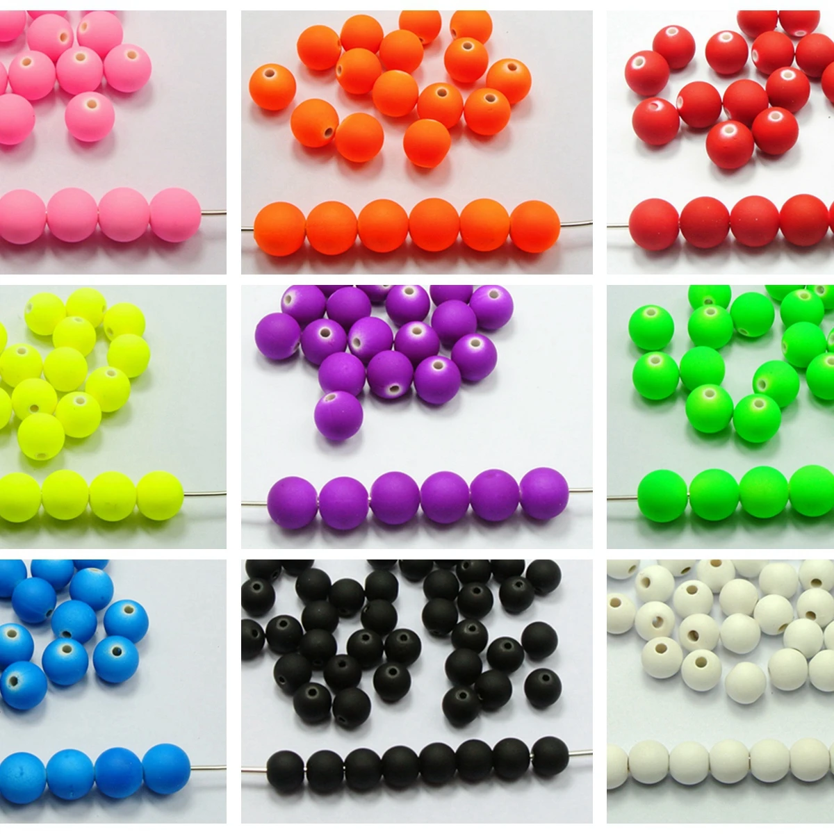 

DIY Fluo Neon Beads Acrylic Round Beads 6-12mm(3/8") Rubber Tone Color Choice