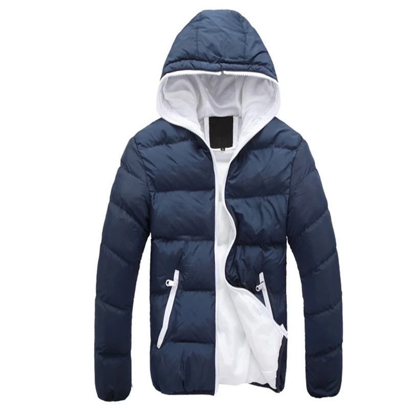 Men's hooded cotton-padded jacket Korean casual slim-fit cotton-padded jacket, candy-colored cotton-padded jacket