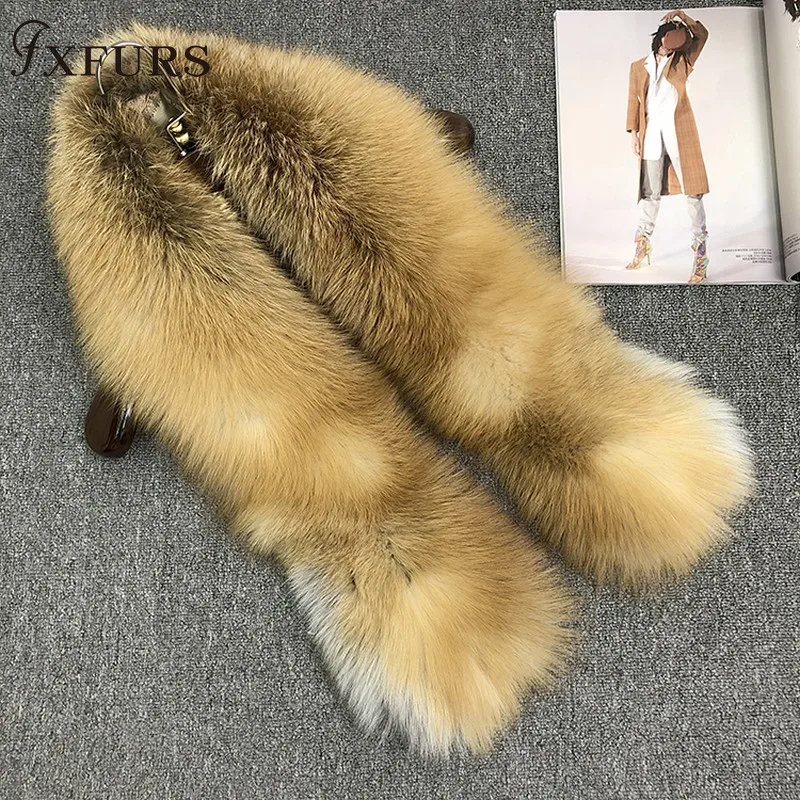 FXFURS роскошный шарф из натурального меха лисы кожаный шарф большого размера натуральный шаль из лисьего меха Зимний женский палантин