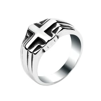 megin d hot sale vintage personality style cross titanium steel rings for men women couple friend fashion design gift jewerly