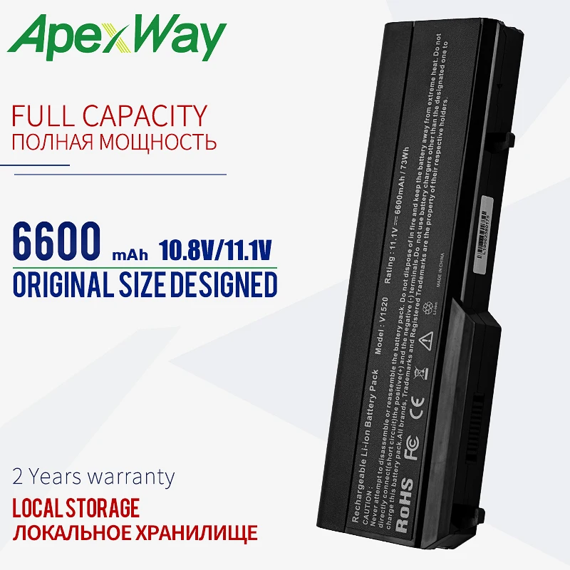 ApexWay 6600 мАч ноутбук для Dell Vostro 1310 аккумулятор 1320 1520 1510 T114C T112C 0N241H 312 0724 451 10655 K738H