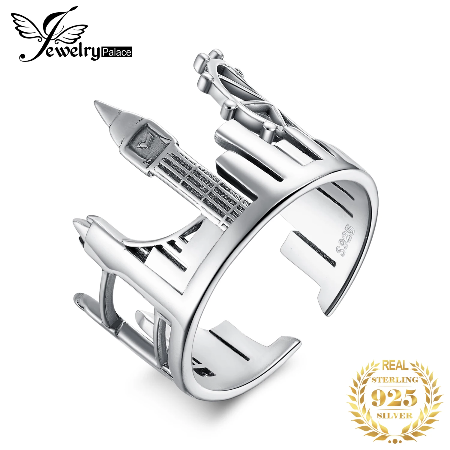 Ювелирные кольца с двумя башнями 925 пробы серебряные для женщин открытое