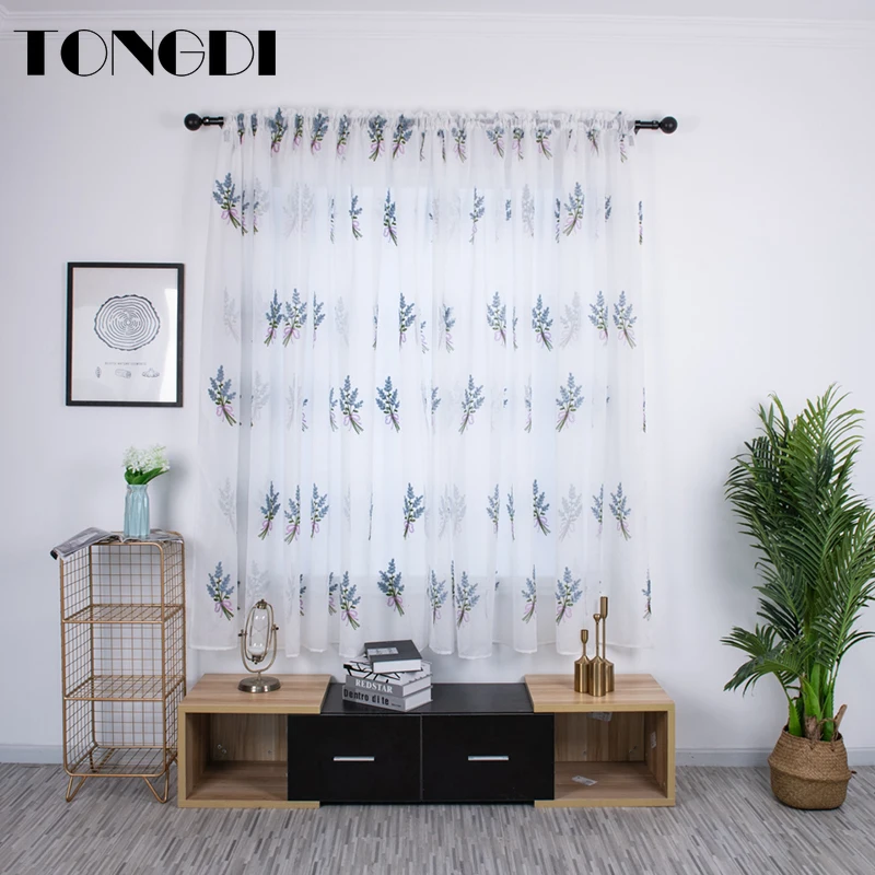 TONGDI белая Тюль с вышивкой занавеска элегантные листья Цветочное дерево