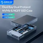 Чехол ORICO LSDT с двумя отсеками, поддержка M.2 NVME NGFF SATA SSD Disk для M Key и B + M Key SSD с адаптером питания 5V4A