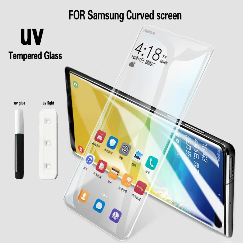 УФ закаленное стекло для Samsung Note 10 9 8 plus 5D полностью жидкий клей Защита экрана Galaxy