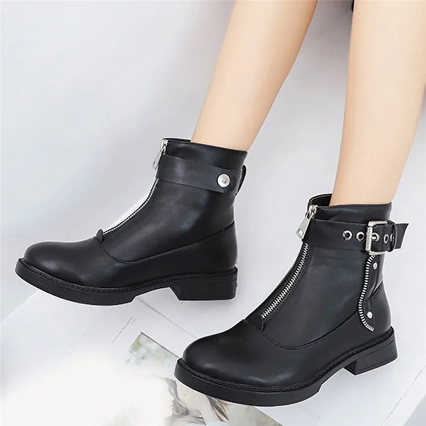 Женские ботинки martin в байкерском стиле на молнии сбоку ботильоны квадратном