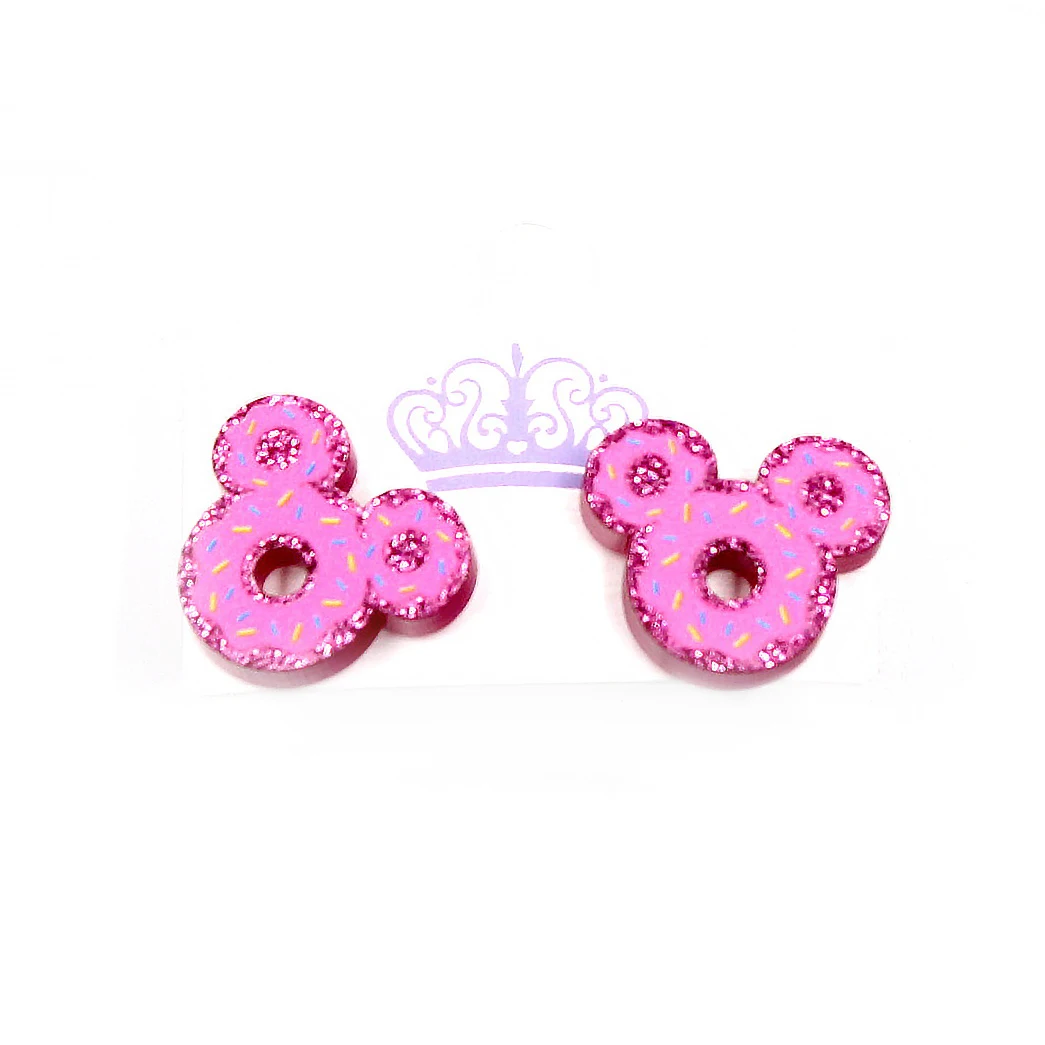 

(1pair) doughnut Stud Earrings UV Print Cute Mouse Earrings Acrylic Earrings