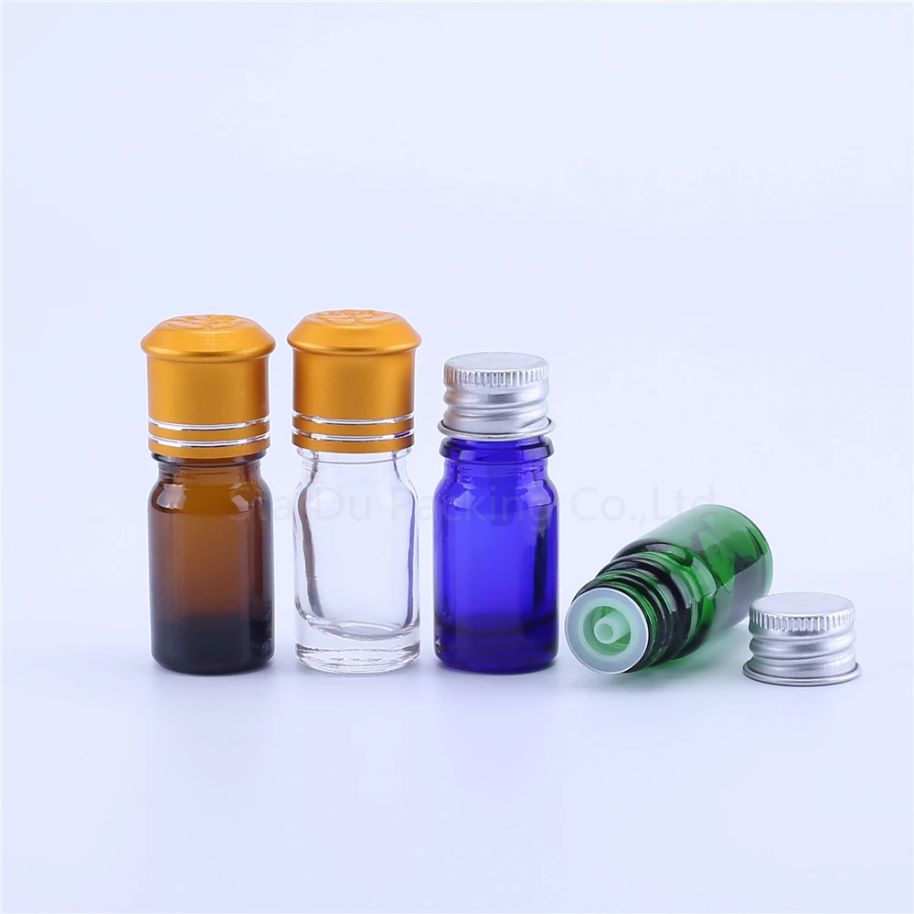 5 мл толстые янтарные синие зеленые прозрачные стеклянные бутылки с крышкой для