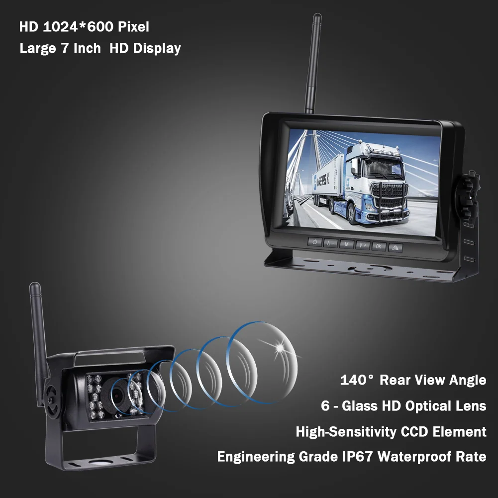 $70.39 7 inch wireless car monitor screen reverse Vehicle monitors reversing camera screen for car monitor for auto Truck RV
