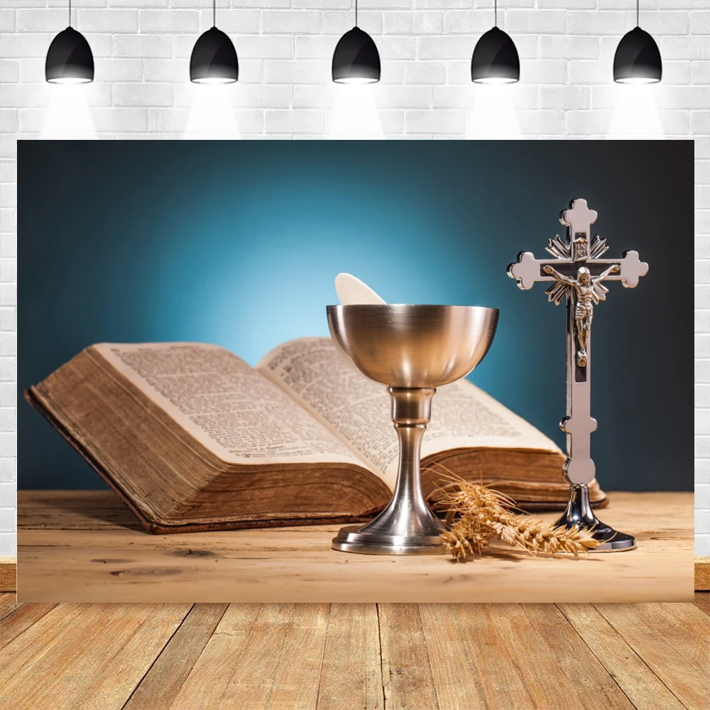 

Jesus Cross Bible Wheat Easter Holy Communion Cup Backdrop Vinyl Photography Background For Photo Studio Photophone Photocall