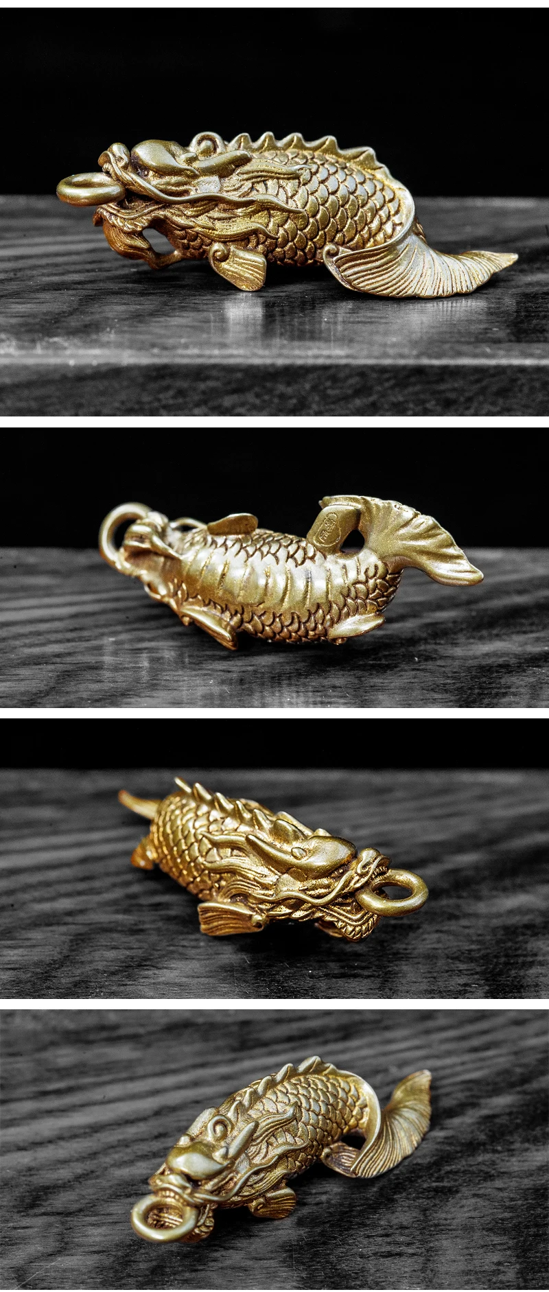 Coppertist. wu Дракон рыба бронзовый брелок латунный брелок для ключей ручной работы золотой модный брелок Животное подвеска