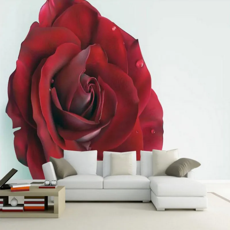 

Drop Shipping Wallpaper 3d Red Rose Petal TV Backdrop Decoration Painting Hotel Theme Restaurant Bathroom Mural Wallpaper