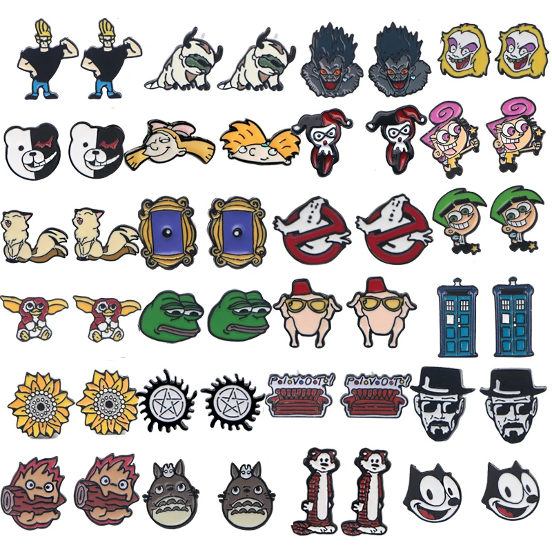 

DZ806 Anime Friends TV Show kids Stud Earring Baby Stainless steel Earring Handmade Enamel Jewelry Girl Cute Earrings Gifts