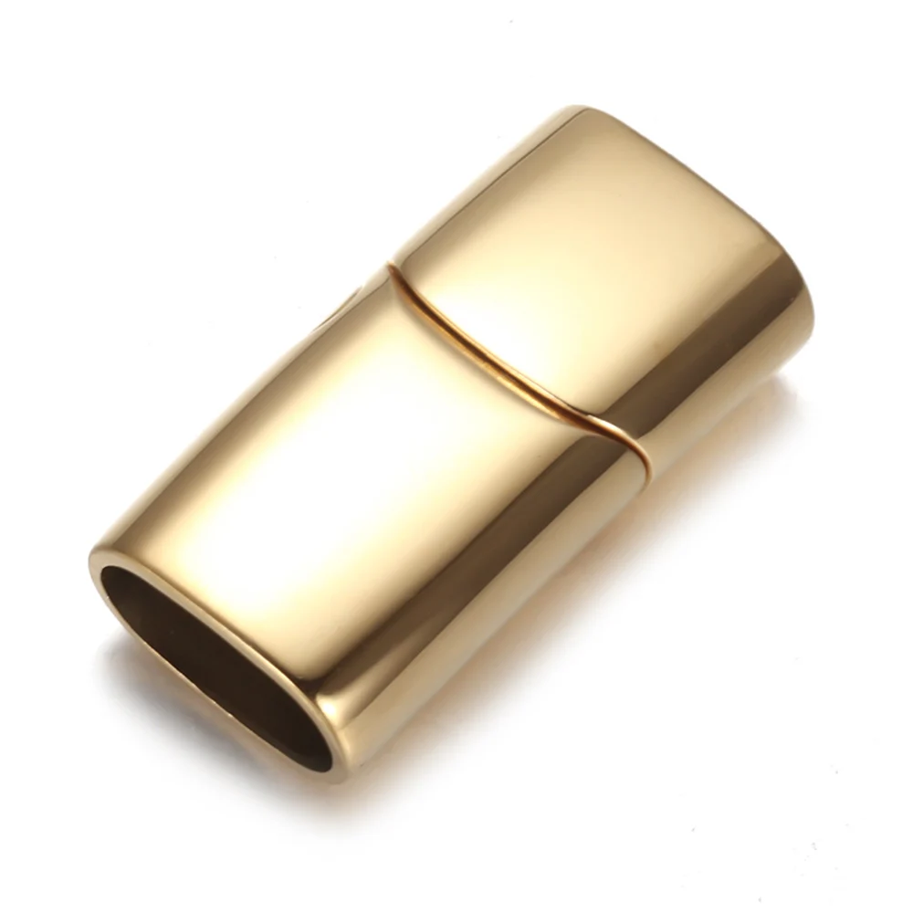 Gold Mirror Finish 2 комплекта магнитных застежек из нержавеющей стали 12*6 мм, браслет с отверстием, магнитная застежка, аксессуары для самостоятельного изготовления кожаных украшений - Цвет: Gold Mirror Finish