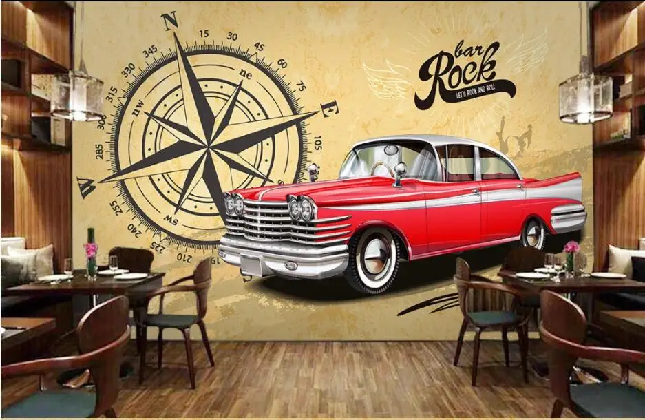 

3d wallpaper custom photo European and American simple red classic car decor living room 3d wall murals wallpaper for walls 3 d