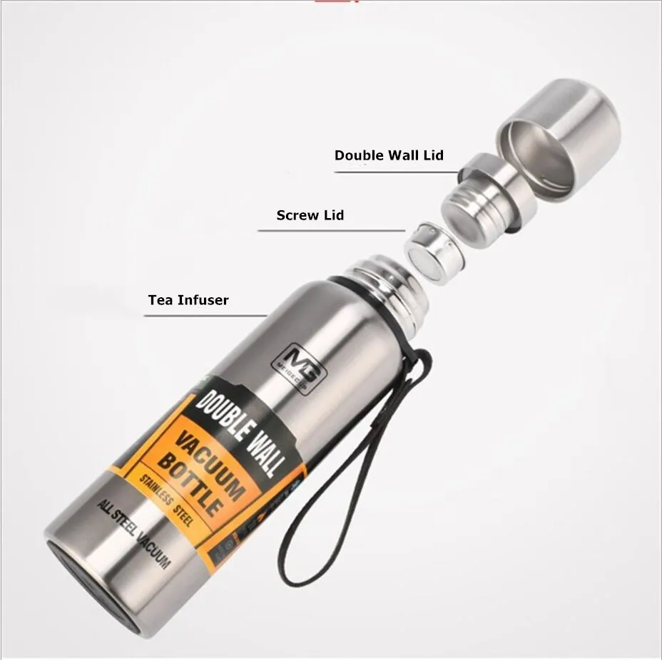 Портативный термос из нержавеющей стали с веревкой 500/700/1000/1500 мл | Дом и сад