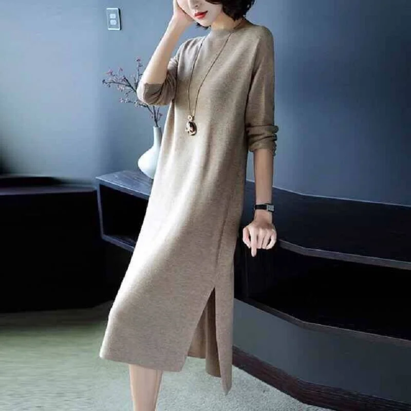 

spring/autumn women clothing computer knitted women sweaters high elastic split clothing x-long pullovers autumn sweaters