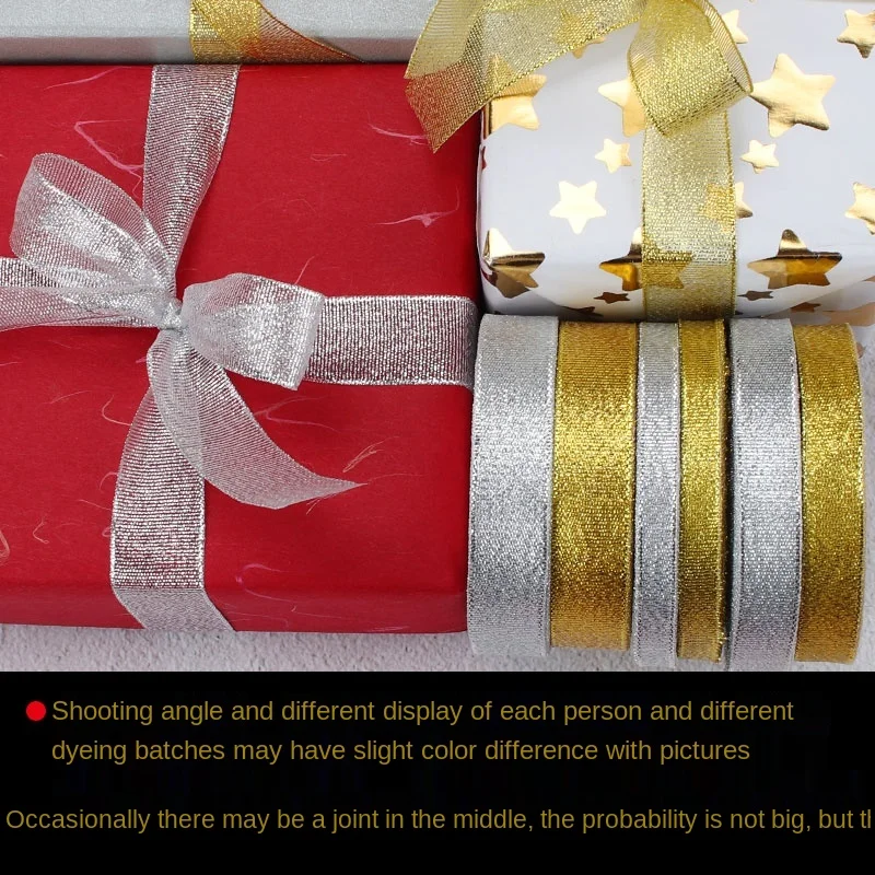 25 ярдов 6 мм золотистые/Серебристые блестящие ленты искусственные шелковые розы