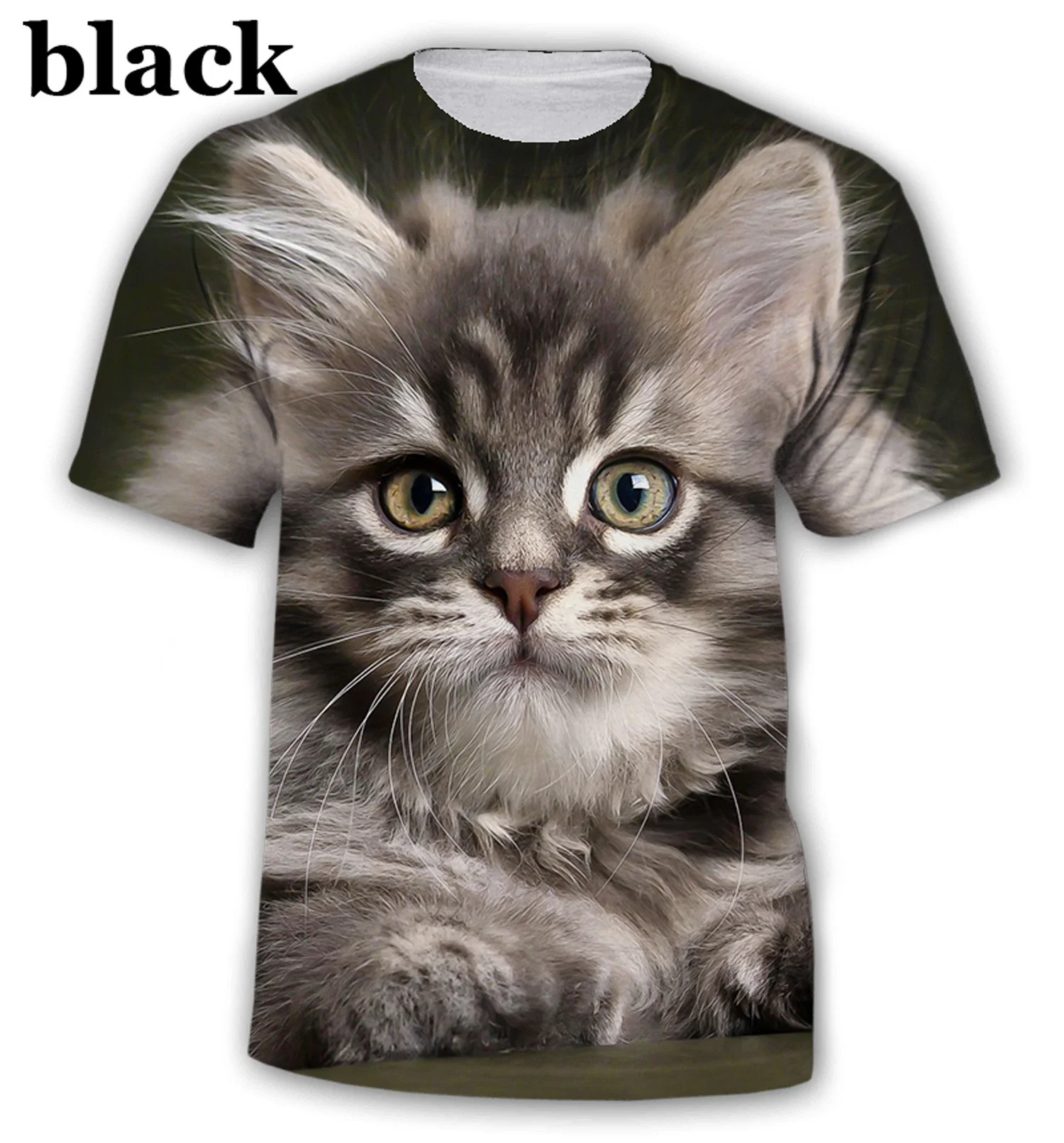 

2021 Summer Men's and Women's New 3D Animal Cute Kitten Print T-shirt Couple Casual Short-sleeved 6 Styles