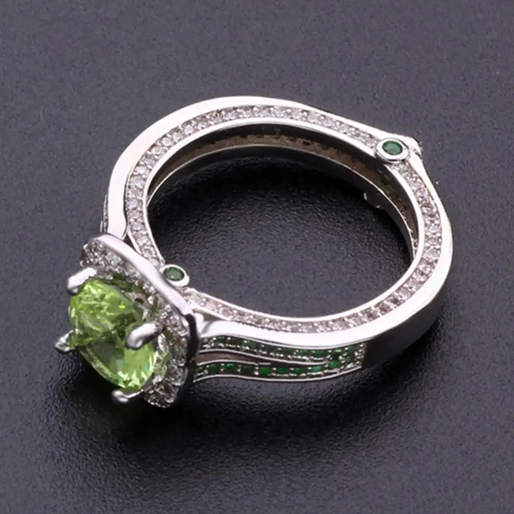 Women Ring Jewelry Gift Fashion Faux Peridot Topaz Inlaid Wedding Party Finger | Украшения и аксессуары