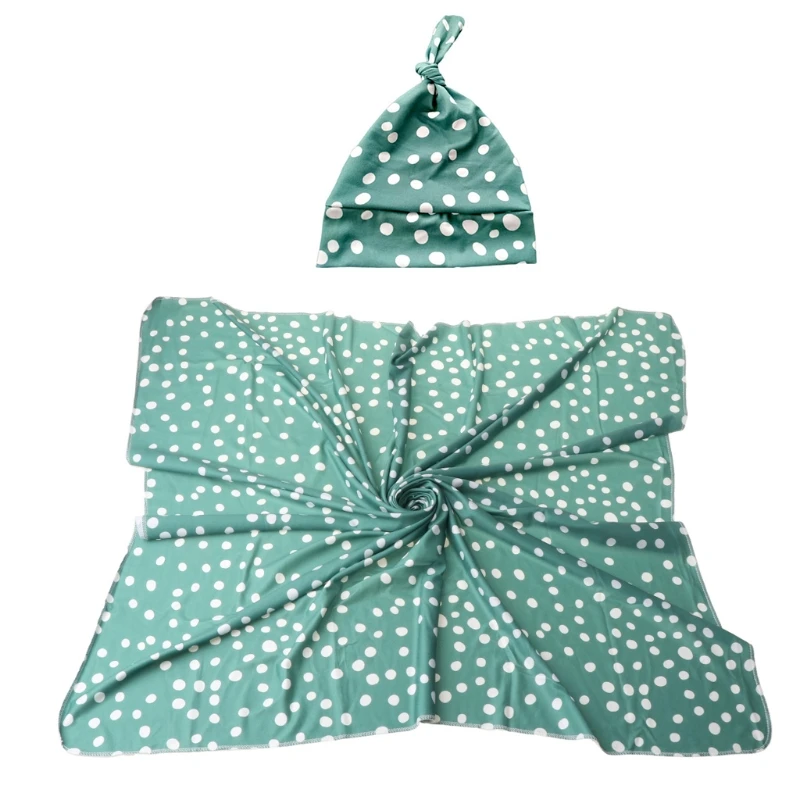 

2 Pcs Baby Receiving Blanket+Beanie Set Infants Sleeping Swaddle Wrap Hat