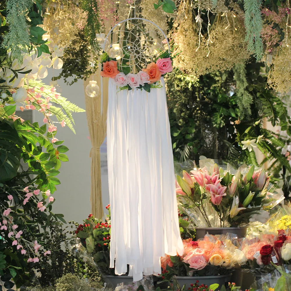 

Handmade Artificial Flower Lace Wedding Decor Aesthetic Room Decor Dream Catcher Garden Ornament Hanging Decorations Accessorrie
