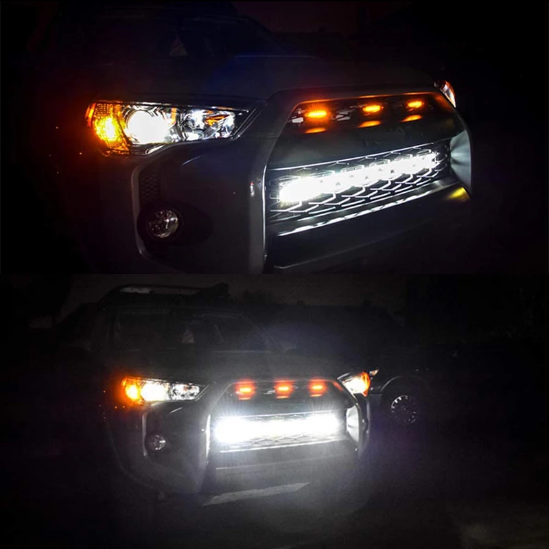 

iJDM 3pc Set 6000K White/amber 12v Front Grille Lighting For 2014-up Toyota 4Runner Pro Grill ONLY Front Grille Lighting DRL