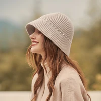 autumn and winter womens retro sunshade knitted woolen bucket hat compact foldable portable fashion earmuff head hat