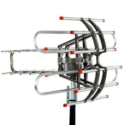HDTV Outdoor Amplified Antenna HD TV 36dB Rotor Remote 360° UHF/VHF/FM 250 Miles | Инструменты