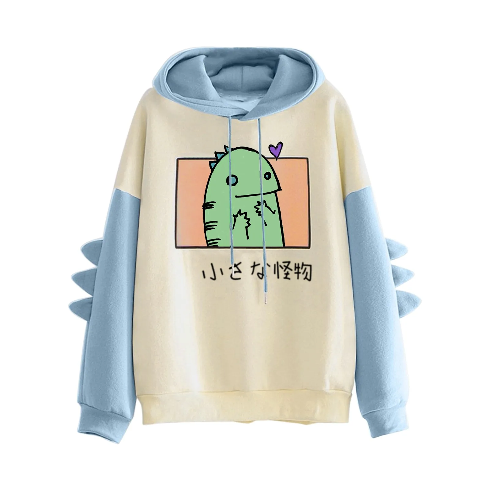 

Hoodies Women Fashion Splice Dinosaur Print Sweatshirt Tops Casual Long Sleeve kawaii Clothes ropa mujer