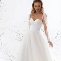 sexy sweetheart bow wedding dress 2021 a line bridal dresses elegant court train simple white bridal dress for female graden