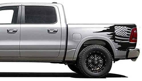 

For x2 Designs Bed us Decal Sticker Vinyl Compatible with Dodge ram Crew cab 1500, Generation 2019 - Present Black