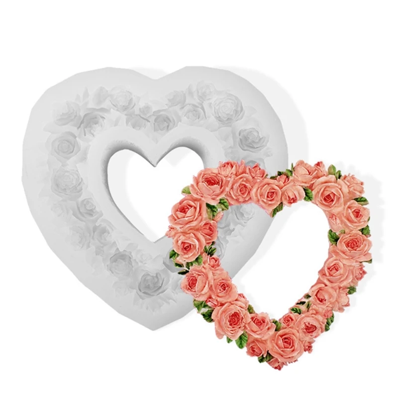 

3d форма для мастики в форме сердца, розы, форма гирлянда тиснение, любовь для свадьбы, Дня Святого Валентина, украшения торта, выпечки