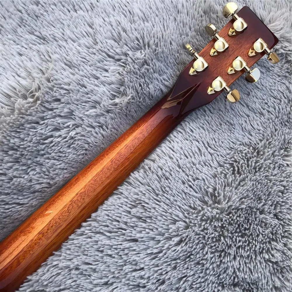 Orange Burst 41 inches D style Acoustic Guitar Abalone Ebony fingerboard Solid spruce top Electric acoustic | Спорт и развлечения