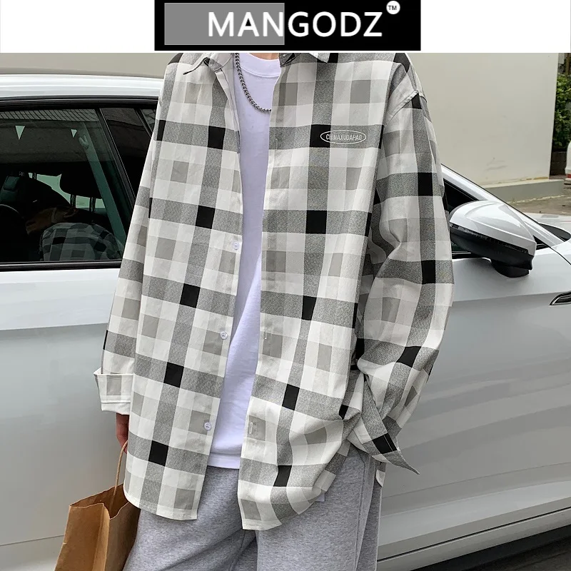 

Plaid Men Shirt 2021 Spring New Casual Shirts for Mens Loose Harajuku Long Sleeve Shirt Japanese Street Male Tops Camisa