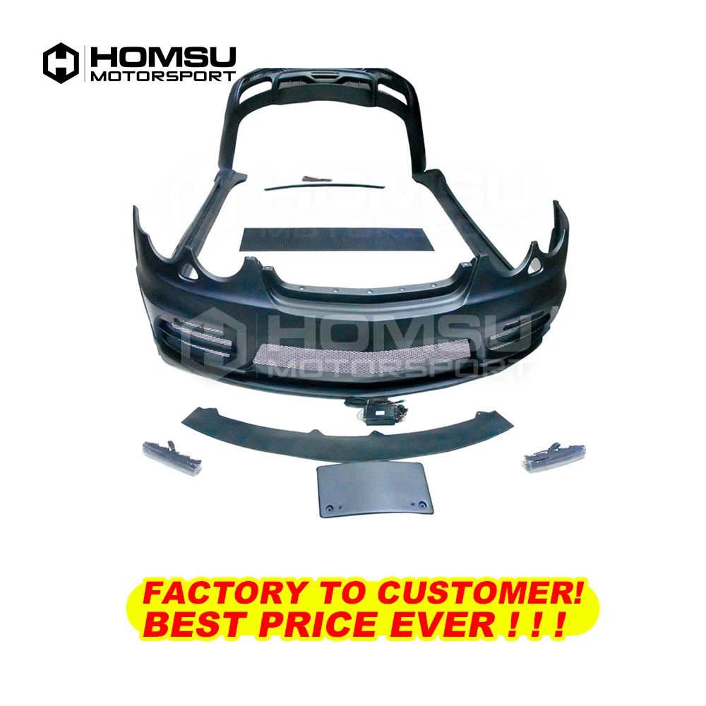 W style FRP Неокрашенный комплект кузова автомобиля передний задний бампер боковые