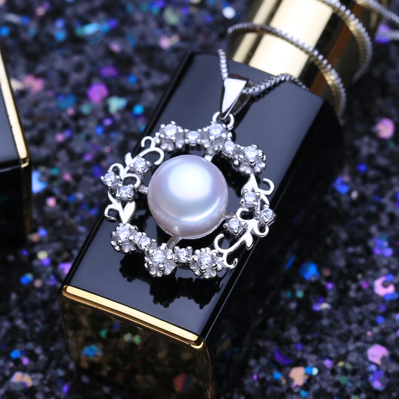 

FENASY Pearl Jewelry New Custom 925 Sterling Silver Flower Pendant Genuine Natural Freshwater Pearl Necklaces For Women