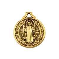 100pcs ancient gold saint benedict medal charms big hole beads fit european bracelet jewelry 18 x21 5mm a 114