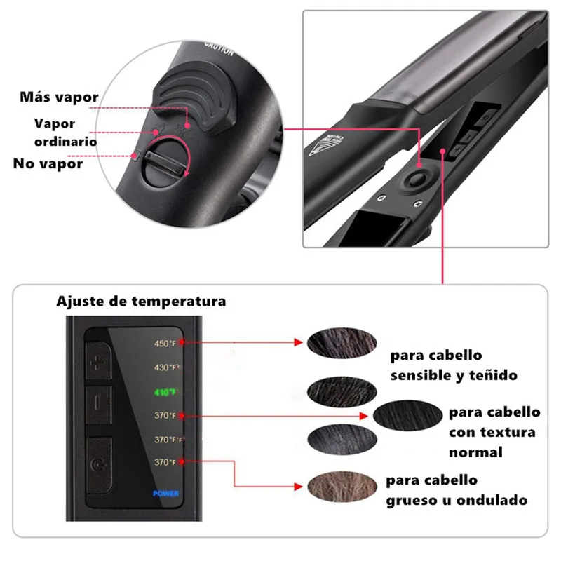 

Herramienta profesional de moldeo para el cuidado del cabello de la plancha de vapor de peluqueria plana pintura en aerosol 450F