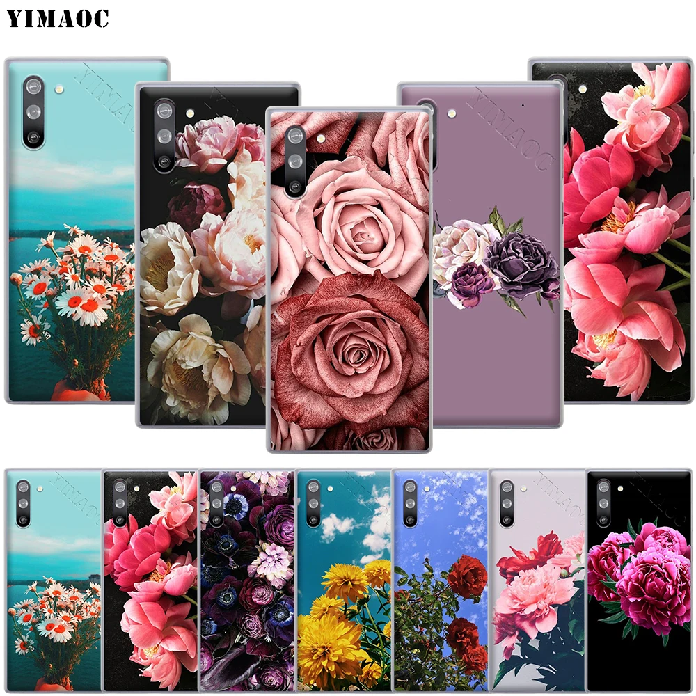 Элегантный розовый фиолетовый чехол YIMAOC с пионами для Samsung Galaxy A5 A6 A7 A8 A9 J3 J5 J7 Note 8 9