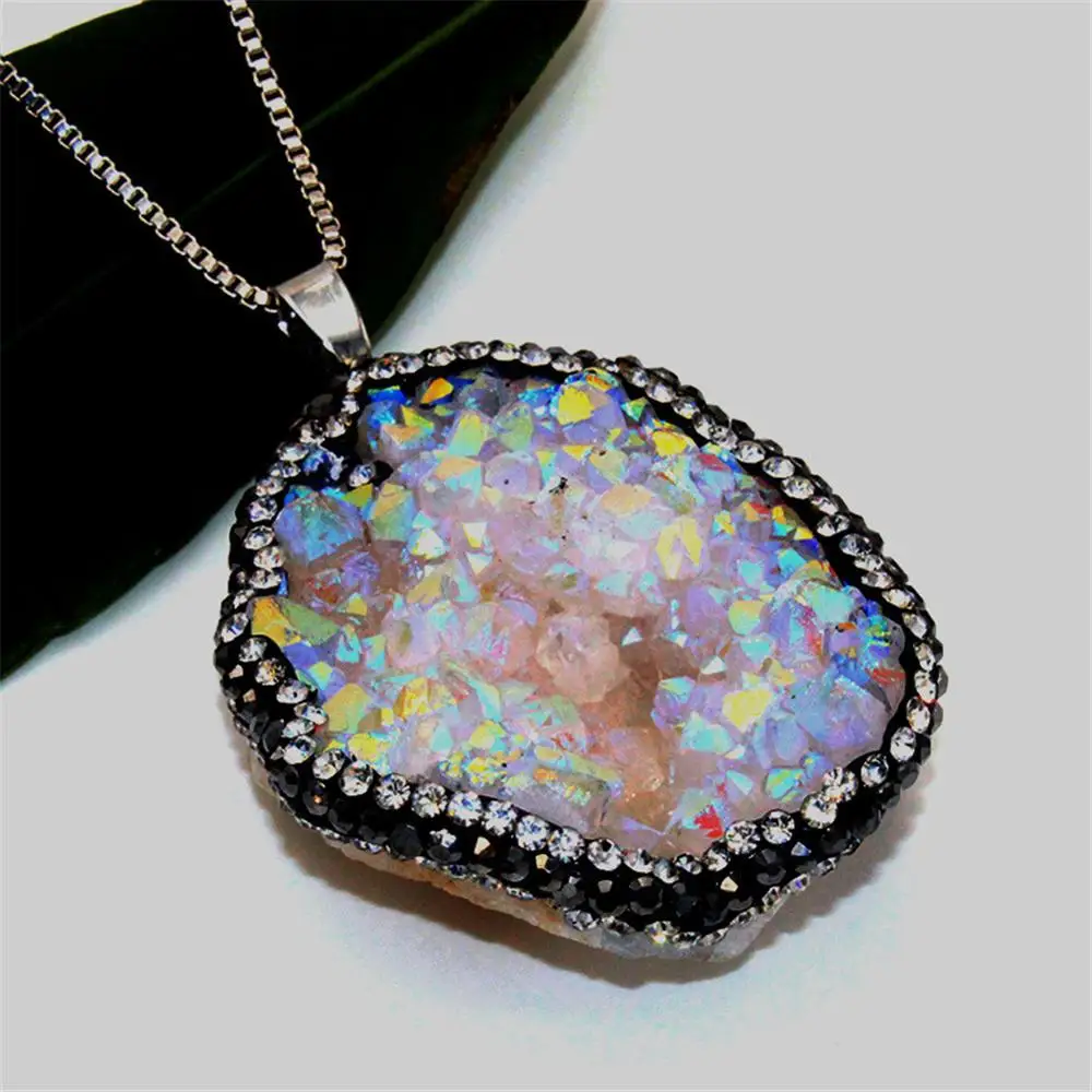 

Оптовая продажа, 6 шт./лот, натуральный агат, кристалл, кластер, оригинальный камень, инкрустированный Сияющий, яркий цвет, кулон, кристалл, сделай сам