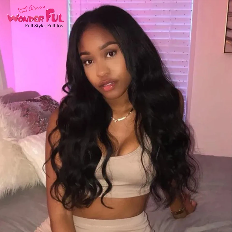 Замечательные бразильские натуральные волнистые волосы Remy 13*4 парики на сетке
