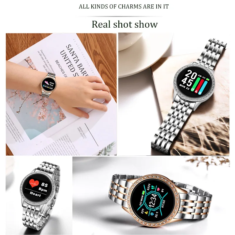 

LIGE Ladies Smart Watch Women Blood Pressure Heart Rate Monitor Fitness tracker Sport Smart Band Alarm clock reminder Smartwatch