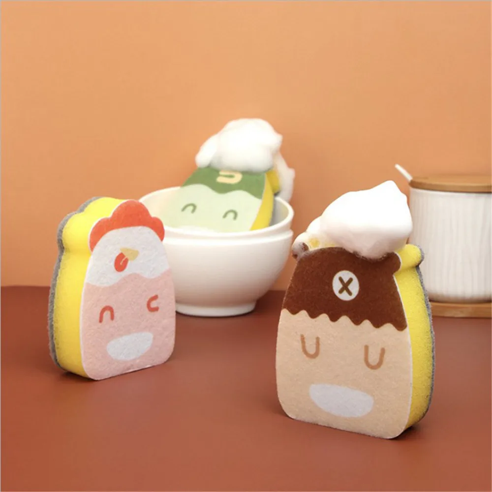 

Cartoon Animals Creative Thick Sponge Strong Decontamination Dish Washing Cloth Kitchen Cleaner Sponges Scouring Pads 1 piece