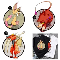 animal patches cute fox thermo transfer for clothes stickers washable diy parches for kids t shirts heat transfer patches